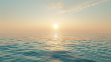 ocean scene at dawn landscape, golden light of the morning sun, world oceans day