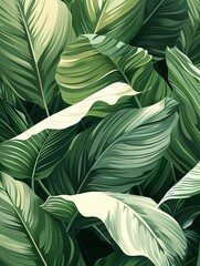 Abstract botanical illustration: Muted tones background with the Calathea Orbifolia tree.