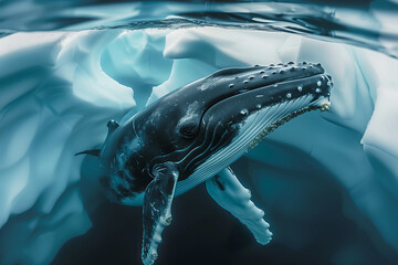 Humpback Whale Under Icy Water