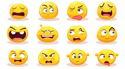 Set of smiley emoticons. Vector faces with differen