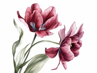 watercolor wild pink tulip flowers bouquet for your design - 782116476