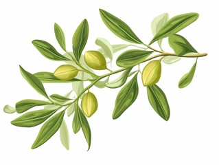 Jojoba plant with seeds isolated on white background - 782116498