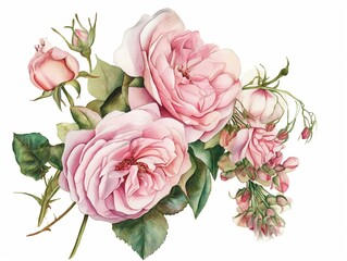 watercolor pink rose flower bouquet for your design - 782116614