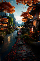 Autumn serenity in traditional Chinese village: A picturesque blend of culture and nature