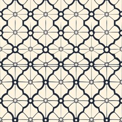Naklejka premium Navy Blue and Cream Geometric Floral Pattern