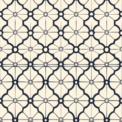 Navy Blue and Cream Geometric Floral Pattern