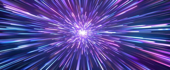 Abstract background with radial lines. Data flow with geometric concept, light tunnel. Explosion star.