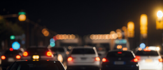 Traffic jam in the night city.