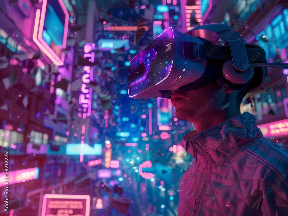 Poster experience the next level of entertainment through virtual reality gaming with this stock photo, sho