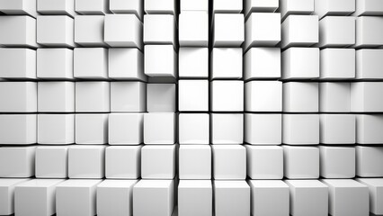 Fototapeta premium Random shifted white cube boxes block background wallpaper banner with copy space