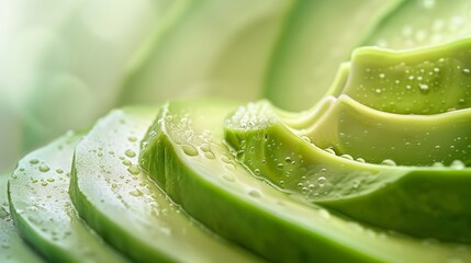 Fresh Avocado Slices with Water Droplets