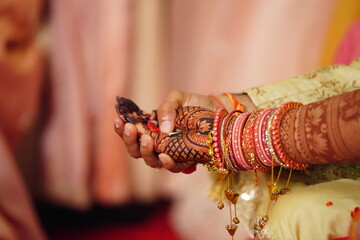 Mumbai, India 9th April 2024: Indian Wedding rituals, Customs and Traditions for bride or Dulhan....