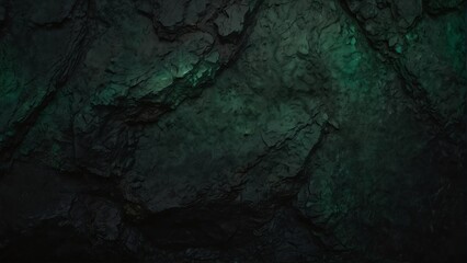 ebony black to forest green gradient color rough grunge rock texture close-up background from Generative AI