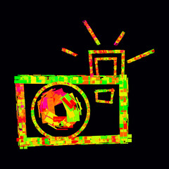 colorful camera illustration on black