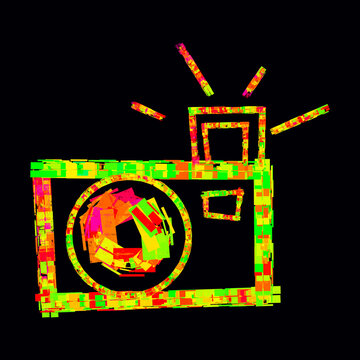 colorful camera illustration on black