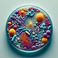 Fototapeta na wymiar Close-up of a petri dish with bacteria