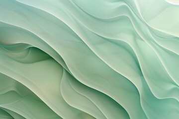 Obraz premium Abstract background with wavy shapes in pale green colors