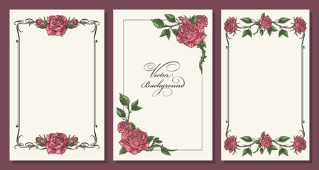 Flower luxury set frames colorful