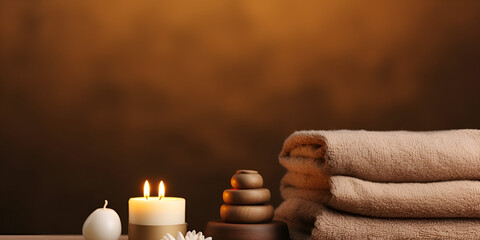 Spa Background with Towels and Candles