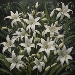 white flowers on black