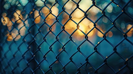 mesh fencing against a blurred background - obrazy, fototapety, plakaty