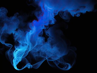 Beautiful blue smoke on a black background.