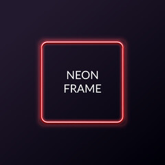 Neon red frame. Vector illustration of an black  background