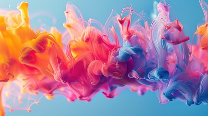 Macro shot of colorful ink swirls forming dynamic wave shapes