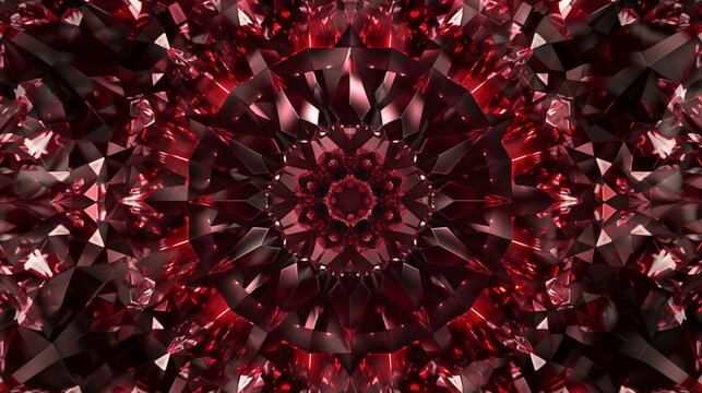 red garnet gemstone kaleidoscope background. 