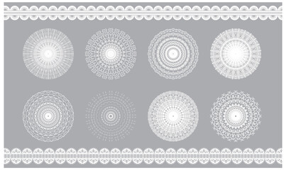 白い丸と線のレースのセットのベクターイラスト