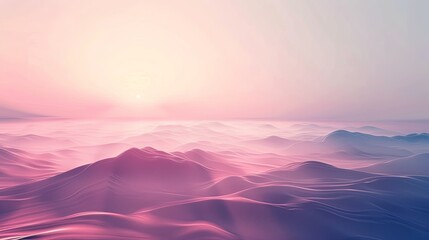 3D Minimalist Abstract Sunset Background with Foggy Wind Ambiance AI Image