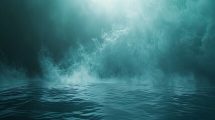 3D Rendering of Minimalist Abstract Teal Background with Foggy Wind AI Image