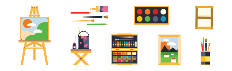 Painting Tool and Supply Flat Icon Vector Set - 782133098