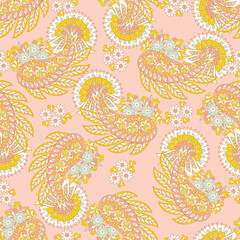 Floral paisley seamless pattern. damask vector background - 782133257