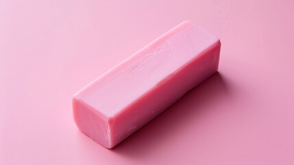 Isolated pink chalk and eraser on pink background