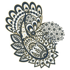 Damask Paisley Floral isolated vector ornament - 782133820