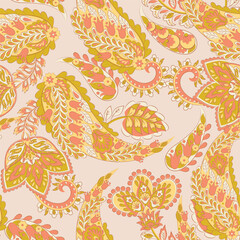 Seamless Paisley pattern in indian textile style. Floral vector illustration - 782134008
