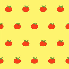 Funny Cute Tomato Vegetable Seamless Pattern. Kawaii Bright  Cartoon Character Happy Birthday Wallpaper, Wrapping, Digital Paper Print. Kid Textile fabric Fashion Style. Bold Vivid Color Swatch