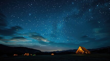 Night photography expedition, Follow photographers venturing into the night to capture long-exposure shots of starry skies, illuminated tents, and silhouetted landscapes