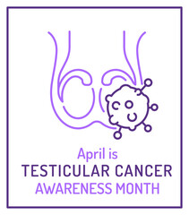 Testicular carcinoma, adenocarcinoma awareness month. Abnormal growth of cells in the testicles.