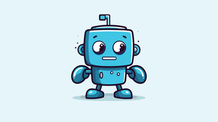 Simple blue robots logo design 2d flat cartoon vact