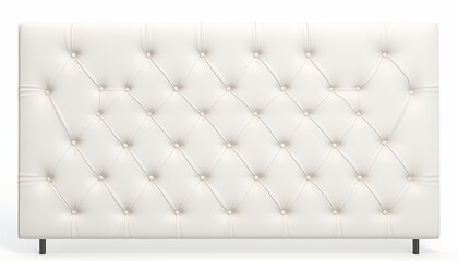 White tufted leather headboard isolated on white background 3D rendering