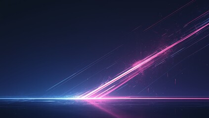 3d render, abstract background with neon glowing lines in pink and blue colors on black background. 