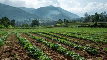 Fototapeta na wymiar Potato farmland, Chiangmai, Northern AI generated