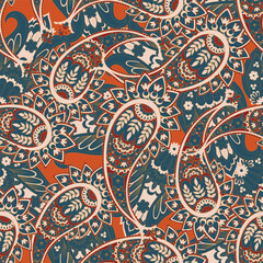 Floral seamless paisley vector pattern - 782135484