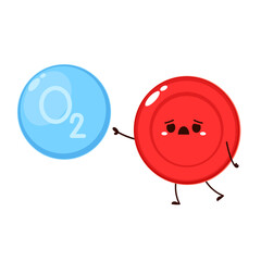 Red blood cell character design. Red blood cell vector. free space for text. Water symbol vector. Oxygen O2 molecule models blue and chemical formulas.