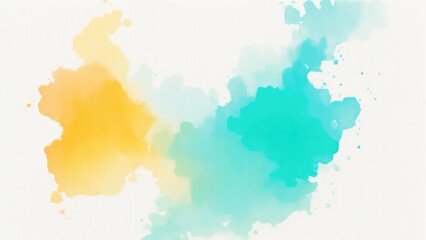 Obraz premium Cyan, Gold and Orange, Teal, Gradient Watercolor On a White background
