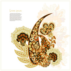 Paisley vector isolated pattern. Damask floral illustration in batik style - 782136008