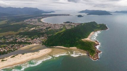 Guarda do Embaú Beach located in the state of Santa Catarina near Florianopolis. Aerial image of...