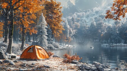 Seasonal camping, Showcase the beauty of camping in different seasons, from snow-covered landscapes in winter to vibrant foliage in autumn
